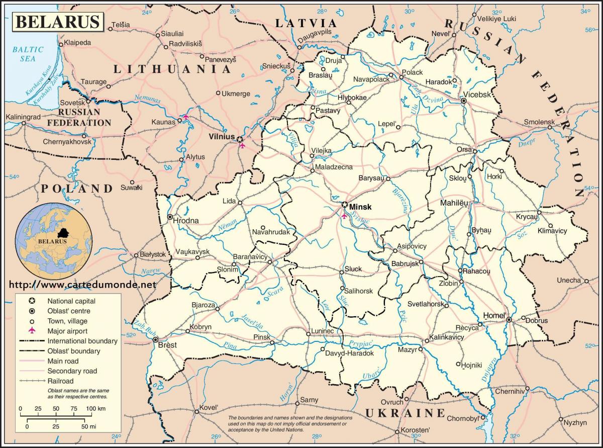Valko-venäjä kartta